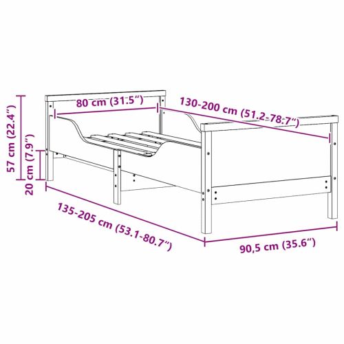 Рамка за легло с таблото Кафяво с восъчно покритие 80 x 200 cm