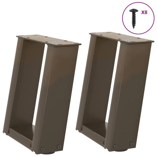 Крака за масичка за кафе, U-образни, 2 бр., естествена стомана, 30 x (30-31) см, стомана