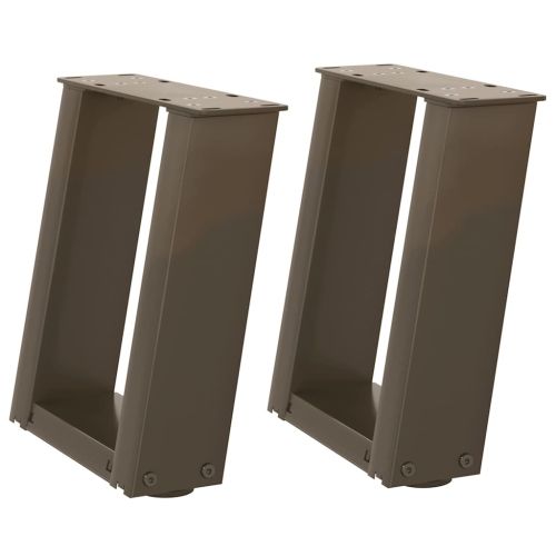 Крака за масичка за кафе, U-образни, 2 бр., естествена стомана, 30 x (30-31) см, стомана