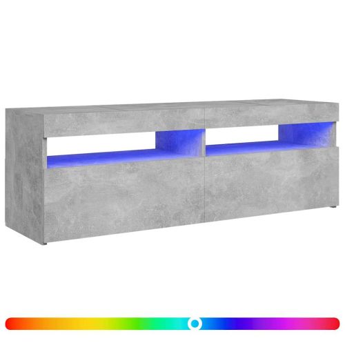 ТВ шкаф с LED осветление, бетонно сив, 120x35x40 см