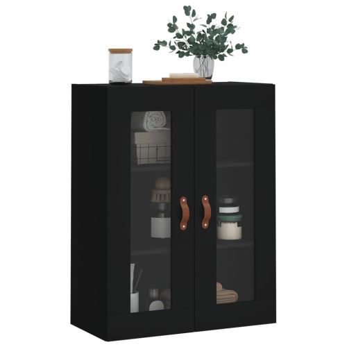 Стенен шкаф черен 69,5x34x90 см