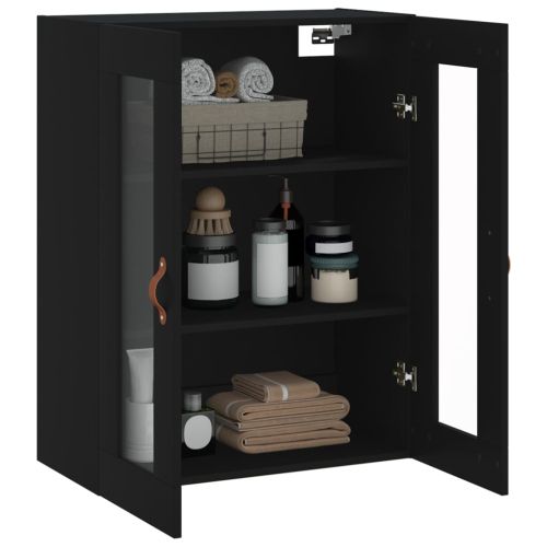 Стенен шкаф черен 69,5x34x90 см