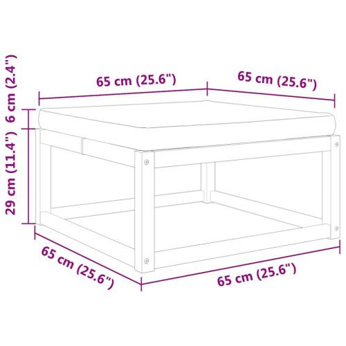 Градинска табуретка с възглавница, 65x65x29 см, акация масив