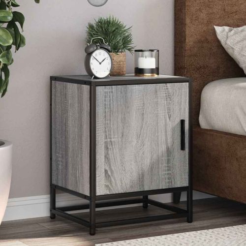 Нощно шкафче Grey Sonoma 40x31x50 cm Обработено дърво и метал