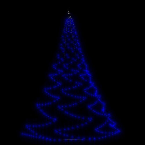 Дърво за стена с метална халка, 720 LED, синьо, 5 м