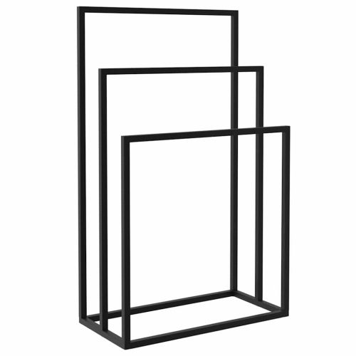 Свободностояща поставка за кърпи, черна, 48x24x79 см, желязо