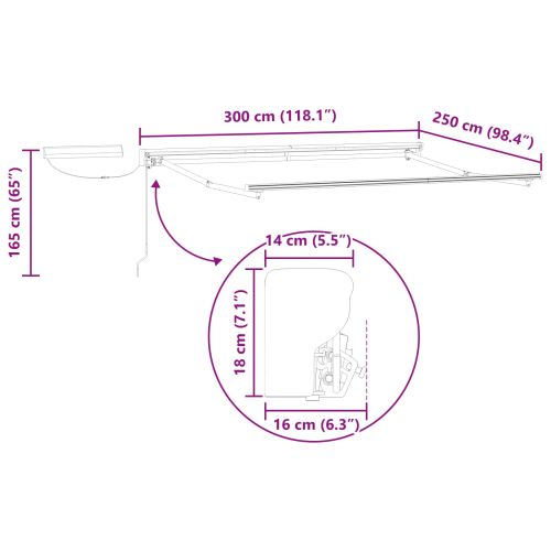 Solar Electric Awning Frame 3 x 2.5 m Бяло