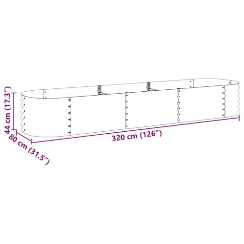 Градинска висока леха 320x80x44 см поцинкована стомана сребро