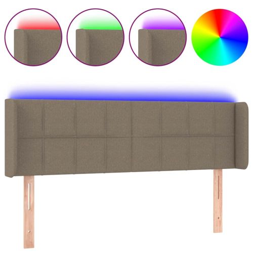 LED горна табла за легло, таупе, 147x16x78/88 см, плат