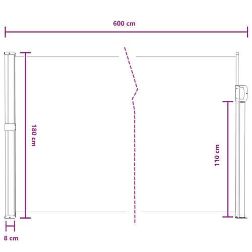 Сгъваема странична перголка Правоъгълна 180 x 600 cm Полиестер