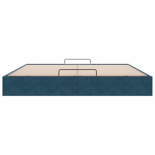 Рамка за легло с османи без матрак Тъмно синьо 200x200cm Кадифе