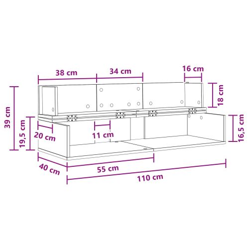 Студио бюро Дъб артизан 110 x 40 x 19,5 см Инженерна дървесина
