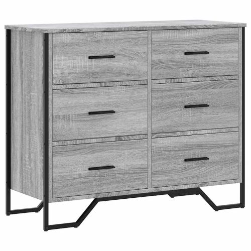 Скрин с чекмеджета сив сонома 91x35,5x74,5 см инженерно дърво