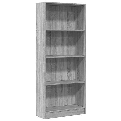 Библиотека, сив сонома, 60x24x143 см, инженерно дърво