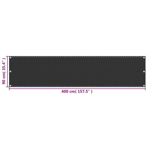 Балконски екран, HDPE, 90x400 см, антрацитно сиво