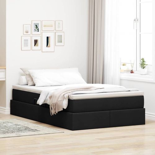 Легло с място за съхранение и матрак Черно 120 x 200 cm