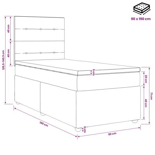Континентално легло с матрак Таупе 90 x 190 cm Текстил