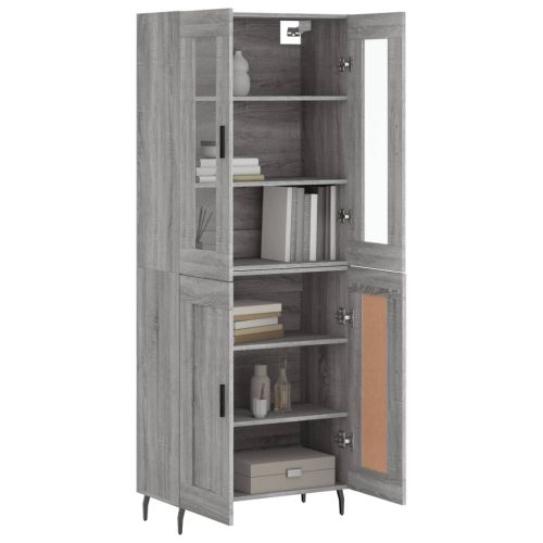 Висок шкаф, сив сонома, 69,5x34x180 см, инженерно дърво