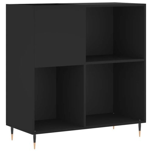 Шкаф за грамофонни плочи черен 84,5x38x89 см инженерно дърво