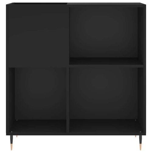 Шкаф за грамофонни плочи черен 84,5x38x89 см инженерно дърво