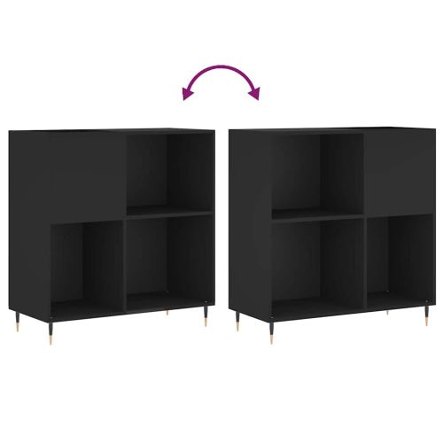 Шкаф за грамофонни плочи черен 84,5x38x89 см инженерно дърво