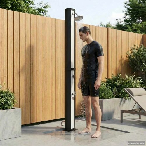 Соларен душ с душ-глава и кран 40 l PVC, ABS, Цинкова сплав