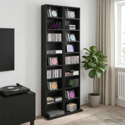 Кабинет за CD 2 бр. Черен дъб 33 x 23,5 x 175 см