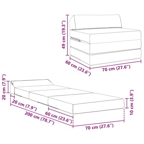 Сгъваем диван легло Тъмносиво 70 x 60 x 49 cm Текстил