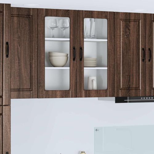 Стенен стъклен шкаф PORTO Кафяв дъб 80 x 31 x 80 см