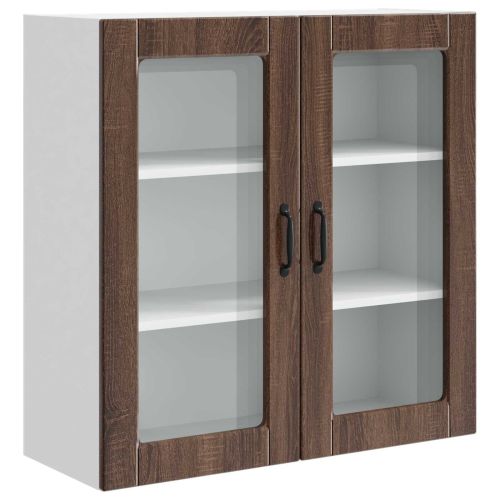 Стенен стъклен шкаф PORTO Кафяв дъб 80 x 31 x 80 см