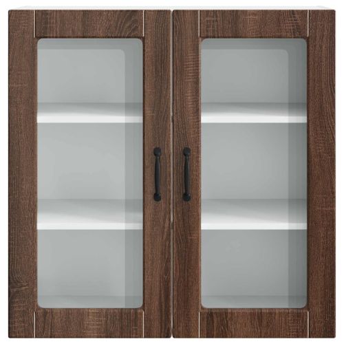 Стенен стъклен шкаф PORTO Кафяв дъб 80 x 31 x 80 см