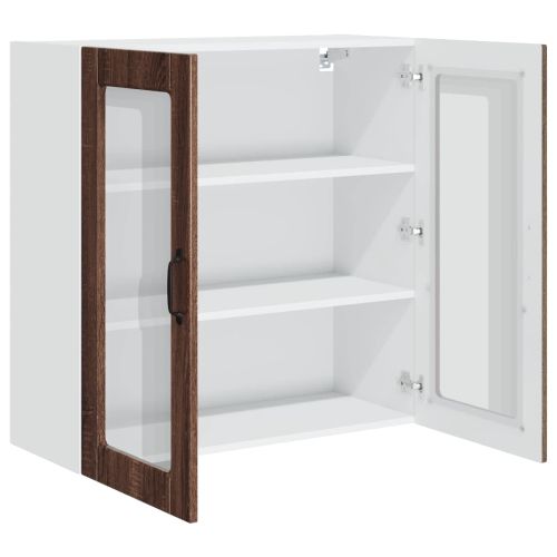 Стенен стъклен шкаф PORTO Кафяв дъб 80 x 31 x 80 см