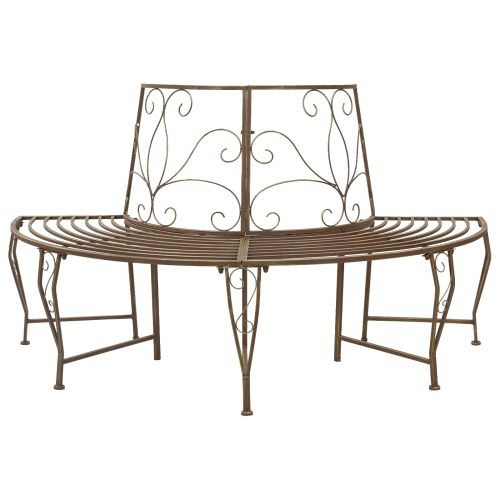 Дървесен бенч 4 -местен 160 x 80 x 89 см steel Антик кафяво