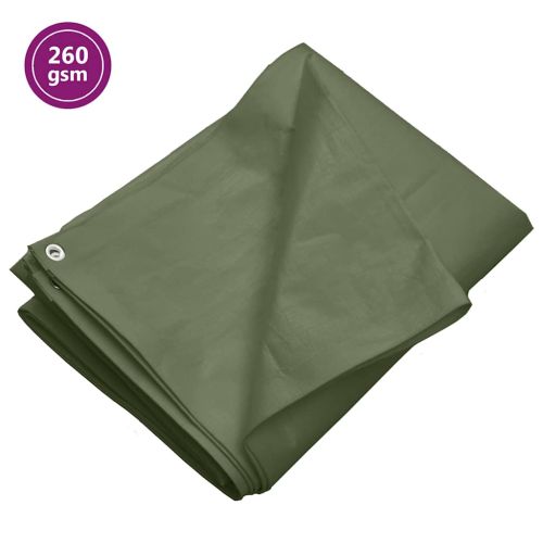 Брезент, 260 г/м², 6x8 м, зелен, HDPE