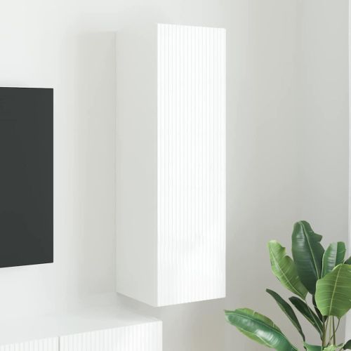 TV стенен шкаф 30 x 31 x 100 см Бяло Инженерна дървесина