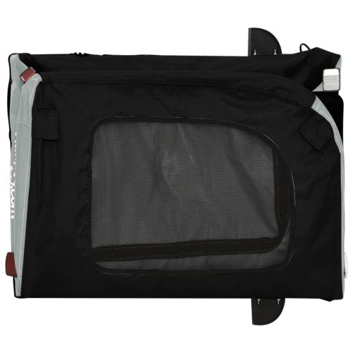 Ремарке за колело за любимци сив и черен Оксфорд плат и желязо