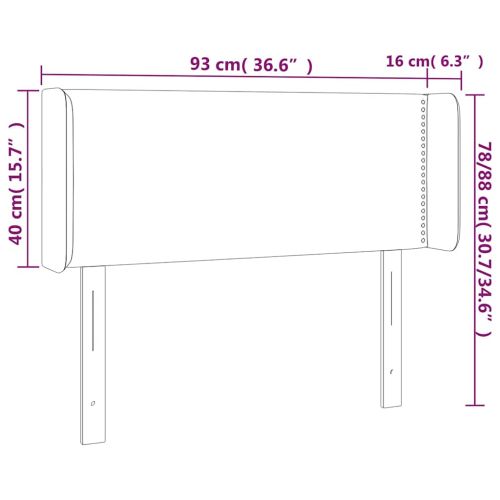 LED горна табла за легло, таупе,93x16x78/88 см, плат