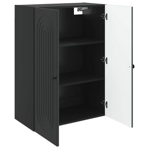 Стенно шкафче Черно 66 x 34,5 x 90 см Инженерна дървесина