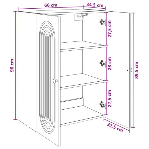 Стенно шкафче Черно 66 x 34,5 x 90 см Инженерна дървесина