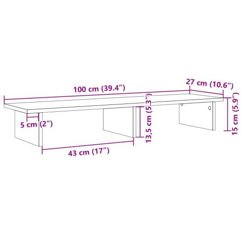Поставка за монитор, дъб артизан, 100x27x15 см, инженерно дърво