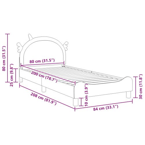 Легло за деца с табла Розово 80 x 200 cm PU
