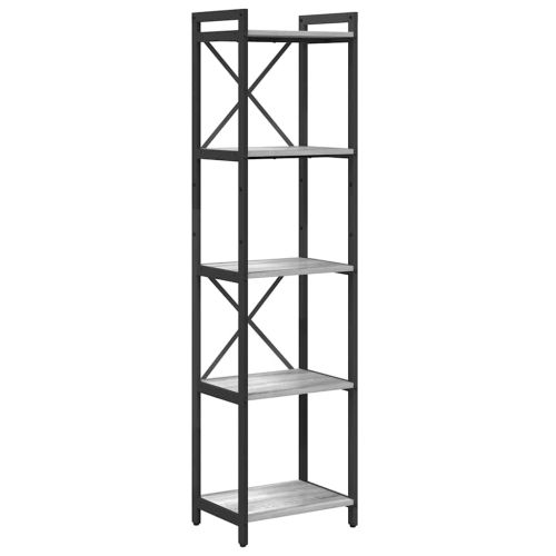 Рафт за книги 40 x 30 x 155 см Инженерна дървесина Сив сонома