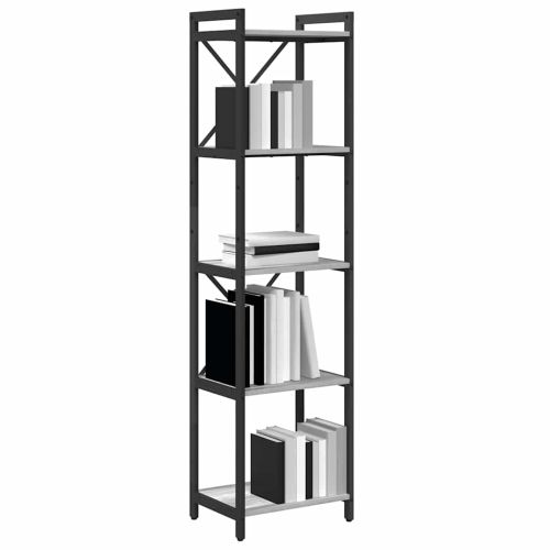 Рафт за книги 40 x 30 x 155 см Инженерна дървесина Сив сонома