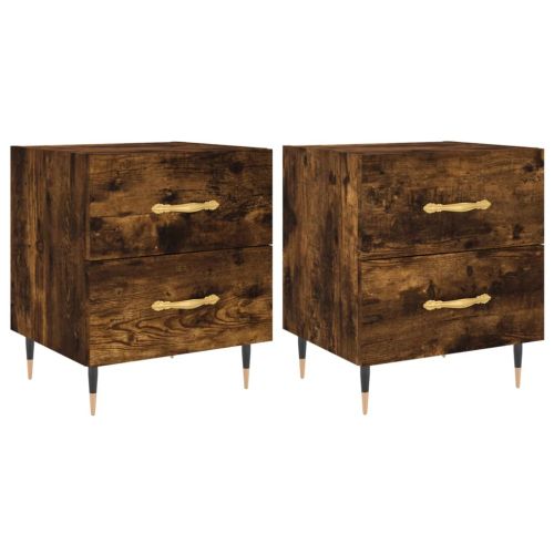 Нощни шкафчета 2 бр опушен дъб 40x35x47,5 см инженерно дърво