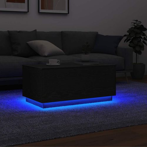 Холна маса с LED осветление, черен дъб, 90x49x40 см