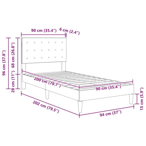 Рамка за легло с таблото Таупе 90 x 200 cm Текстил