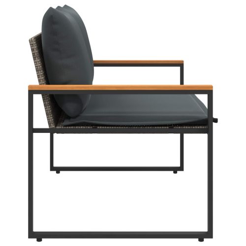 Пейка с възглавница Сив и тъмен сив 115 x 65 x 72 см Ратан