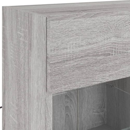 Стенен ТВ шкаф с LED осветление, сив сонома, 78,5x30x60,5 см
