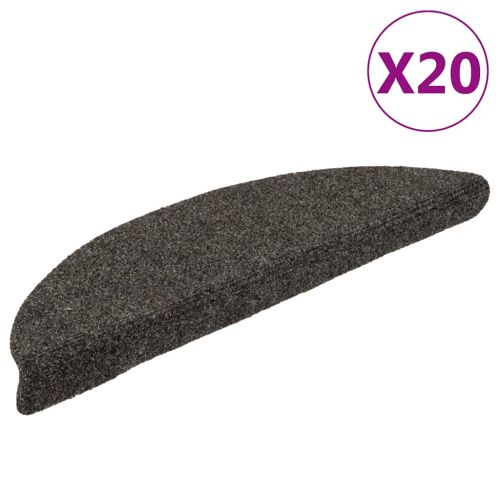 Самозалепващи се постелки за стълби, 20 бр., 56x17x3 см, антрацит, полукръгли