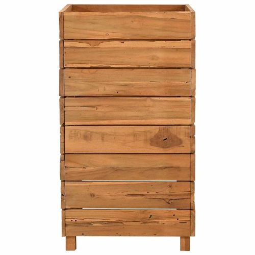 Повдигната леха 50x40x72 см рециклирано тиково дърво и стомана